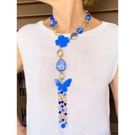 Collier CRAVATE Bleu Papillon - Francine BRAMLI Paris