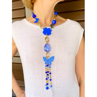 Collier CRAVATE Bleu Papillon - Francine BRAMLI Paris