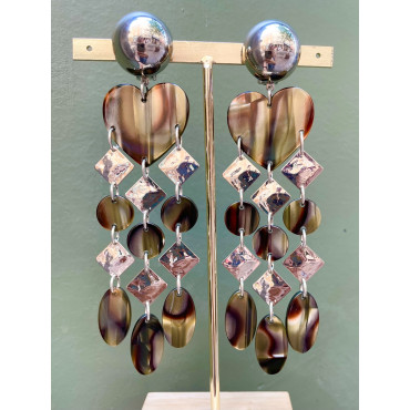 LOVE Pampilles Onyx & Argent - Francine BRAMLI Paris