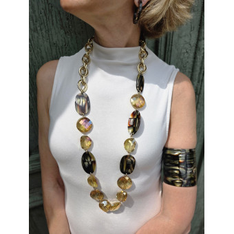 MANCHETTE GM écaille Onyx - Francine BRAMLI Paris