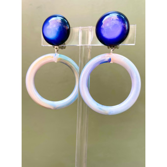 MILA Créoles Bleu marbré - Francine BRAMLI Paris