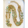 Sautoir LORENZO perles vert kaki & cristal - Francine BRAMLI Paris