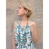 Sautoir LORENZO perles vert kaki & cristal - Francine BRAMLI Paris Collier