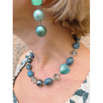 Collier RUDDY Vert Coeur en nacre - Francine BRAMLI Paris