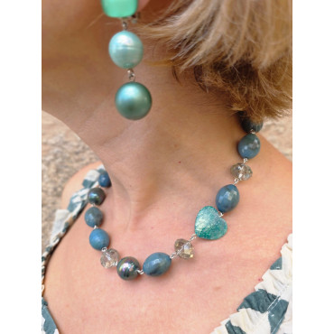 Collier RUDDY Vert Coeur en nacre - Francine BRAMLI Paris