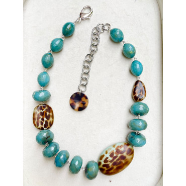 Collier LÉON Vert kaki - Francine BRAMLI Paris