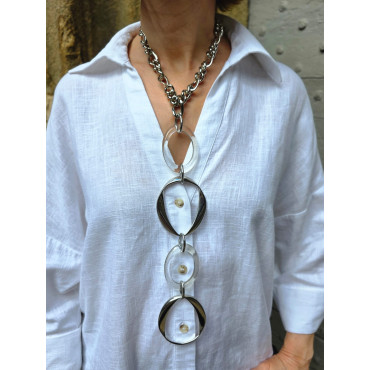 Collier CRAVATE Argenté transparent - Francine BRAMLI Paris