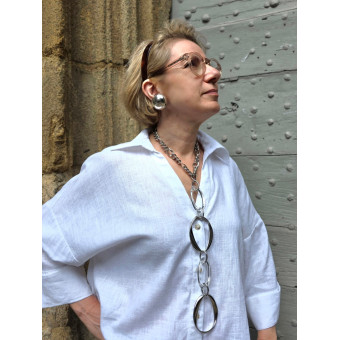 Collier CRAVATE Argenté transparent - Francine BRAMLI Paris