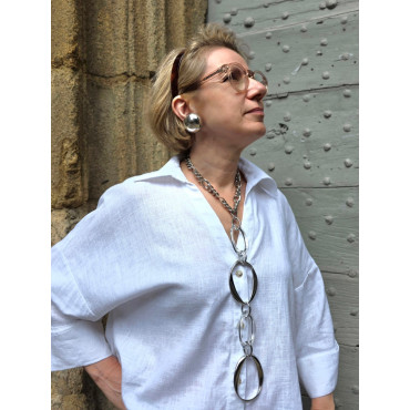 Collier CRAVATE Argenté transparent - Francine BRAMLI Paris