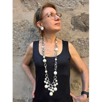 Sautoir GRAPPE perles de Majorque - Francine BRAMLI Paris collier