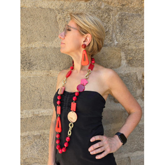 Sautoir ALMAN Rouge - Francine BRAMLI Paris collier