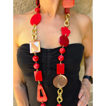 Sautoir ALMAN Rouge - Francine BRAMLI Paris collier