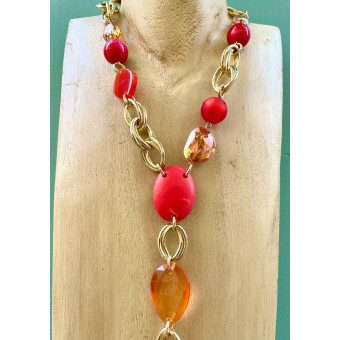 Collier CRAVATE Rouge Papillon - Francine BRAMLI Paris