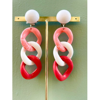 KEREN Maillons Rose Corail Blanc - Francine BRAMLI Paris