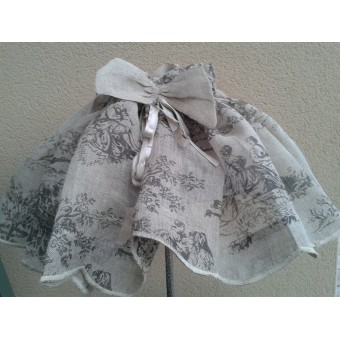 Charlotte Abat-jour Lin Beige/marron Toile de Jouy H30