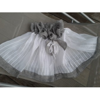 Charlotte Abat-jour Lin Blanc bords Gris H30