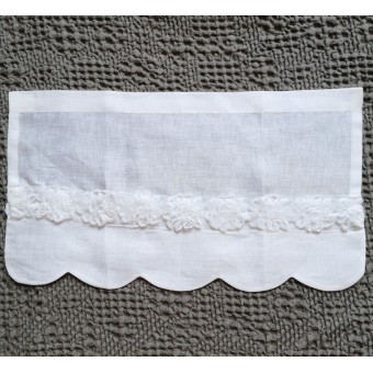 Cantonnière Lin Ecru 45 x 25 Frise Fleurs Ecrue Festonnée N°8