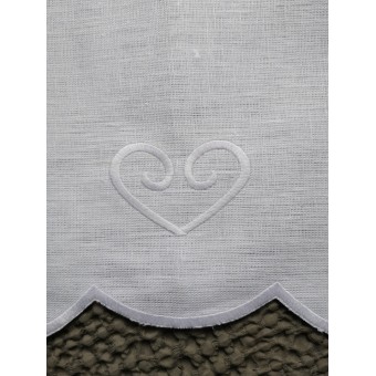 Cantonnière Lin Blanc 45 x 30 Festonnée Coeur N°25   Rideau