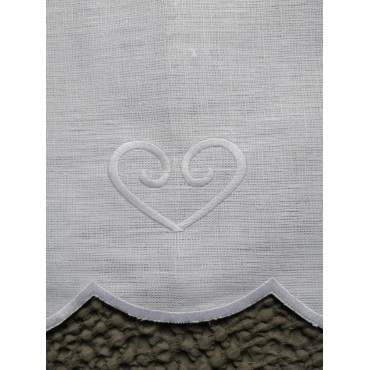 Cantonnière Lin Blanc 45 x 30 Festonnée Coeur N°25   Rideau