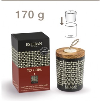 Bougie Déco Parfumée Rechargeable ESTEBAN - Teck et Tonka