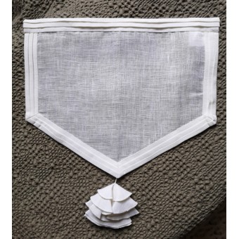 Cantonnière 45 x 38 Voile lin Blanc Pompon N°46   Rideau x 2