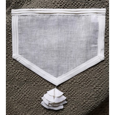 Cantonnière 45 x 38 Voile lin Blanc Pompon N°46   Rideau x 2