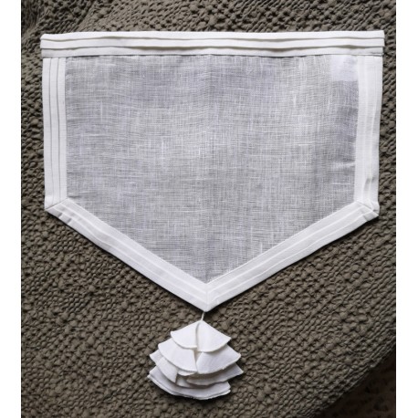Cantonnière 45 x 38 Voile lin Blanc Pompon N°46   Rideau x 2