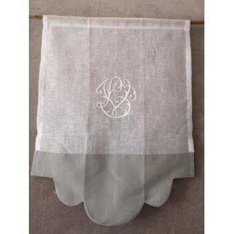 Paire de Rideaux BRISE BISE N°201 Lin Blanc Feston Gris 45 x 60