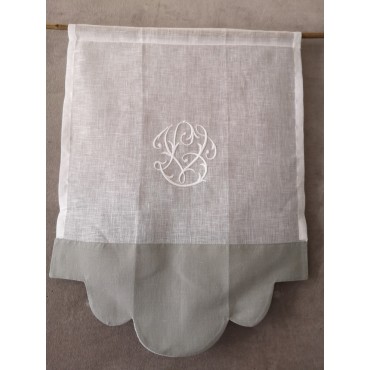 Paire de Rideaux BRISE BISE N°201 Lin Blanc Feston Gris 45 x 60