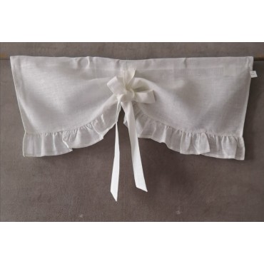 Cantonnière Lin Blanc 80 x 34 Volants & Ruban   Rideau N°56