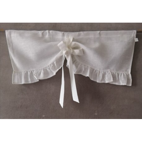 Cantonnière Lin Blanc 80 x 34 Volants & Ruban   Rideau N°56