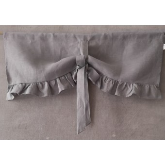 Cantonnière Lin Gris 80 x 34 Volants & Ruban   Rideau N°57