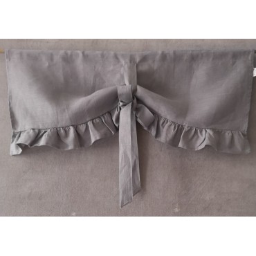 Cantonnière Lin Gris 80 x 34 Volants & Ruban   Rideau N°57