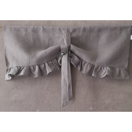 Cantonnière Lin Gris 80 x 34 Volants & Ruban   Rideau N°57