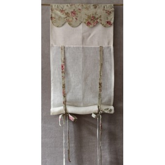 Store Lin Ecru Cantonnière Fleurie 45 x 150   Rideau N°306