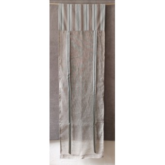 Store Lin Gris Cantonnière Rayée Bleue 45 x 150    Rideau N°310