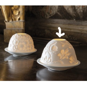 Photophore lithophanie Fleurs majestueuses Porcelaine - MATHILDE CREATIONS