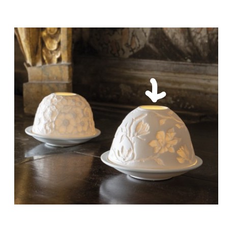 Photophore lithophanie Fleurs majestueuses Porcelaine - MATHILDE CREATIONS