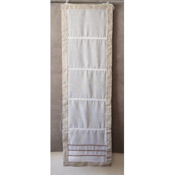 Paire de Stores Bâteau Lin Blanc Côtés Naturels + Croquet 45 x 150 Rideau N°322