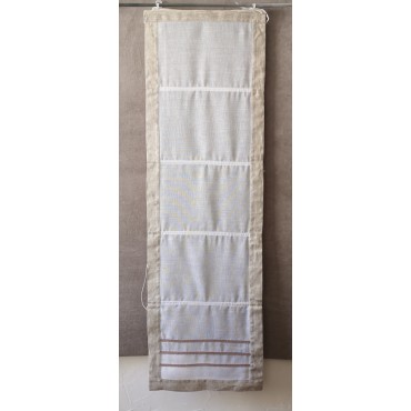 Paire de Stores Bâteau Lin Blanc Côtés Naturels + Croquet 45 x 150 Rideau N°322