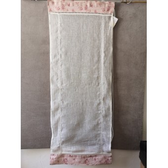 Stores Bateau Lin Blanc Haut/Bas Rose 60 x 150   Rideau N°325