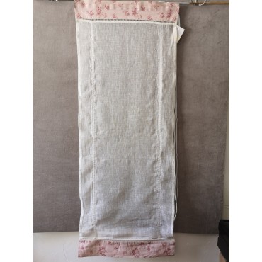 Stores Bateau Lin Blanc Haut/Bas Rose 60 x 150   Rideau N°325