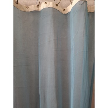 Paire de ﻿Rideaux Voile Tulle Bleu Canard EN FIL D'INDIENNE 120 X 300  N°411
