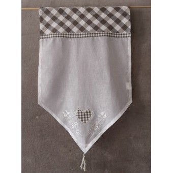 Paire de Brise-Bise Organdi Haut Carreaux Beiges 45 x 70   Rideau N°229
