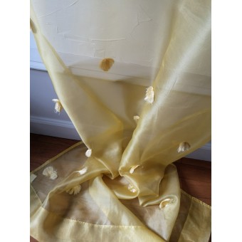 Rideau Organza Jaune Pompons 110 X 250 N°412