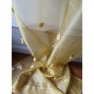 Rideau Organza Jaune Pompons 110 X 250 N°412