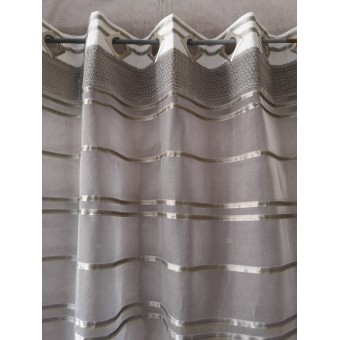 Paire de Voilages Organza Blanc/Gris140 x 250  RideauN°433