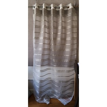 Paire de Voilages Organza Blanc/Gris140 x 250  RideauN°433