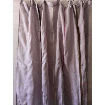Paire de Rideaux Lin Prune Rubans Couleur Nouettes 160 x 290 N°435