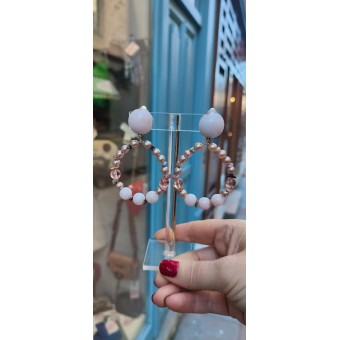 CLIPS Bastille rose pale /rose nacré - Francine BRAMLI Bijoux